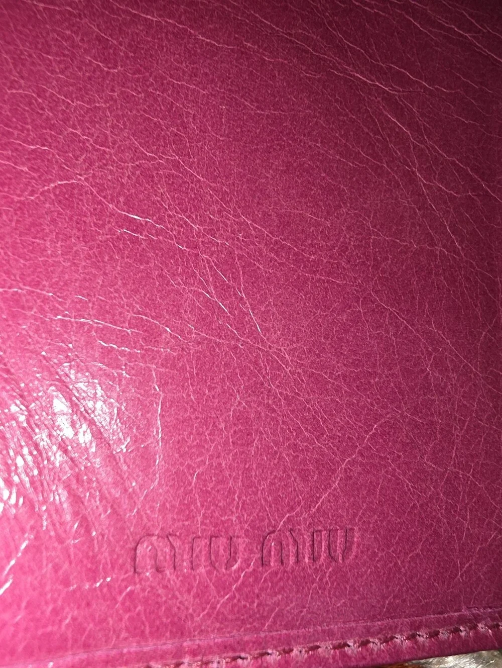 Pre-owned Authentic Miu Miu Bright Pink Leather Bow-Accent Wallet